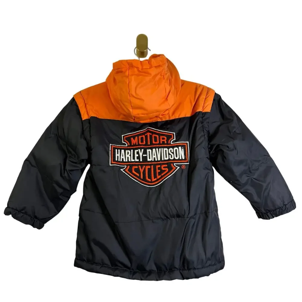 HARLEY-DAVIDSON Coat Kids‎ 6 Vintage Down Filled Puffer Embroidered Logo Shield